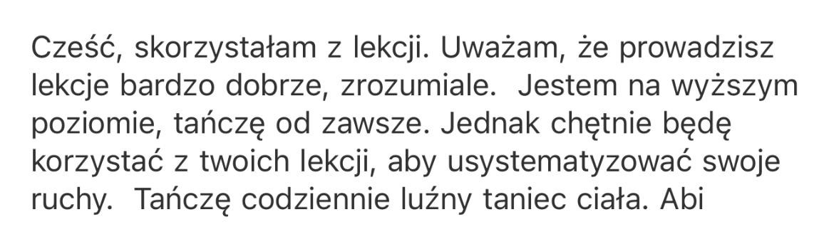 Opinia o lekcjach tańca Michała od Abi
